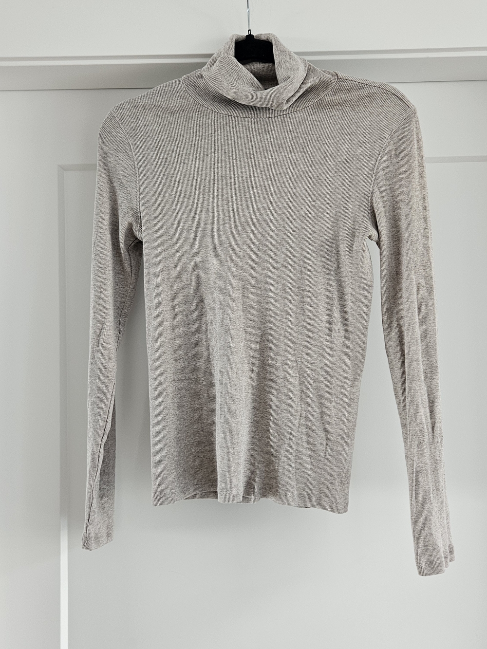 Everlane The Luxe Rib Light Tan/oatmeal Long-Sleeve Turtleneck Top Sz Medium
